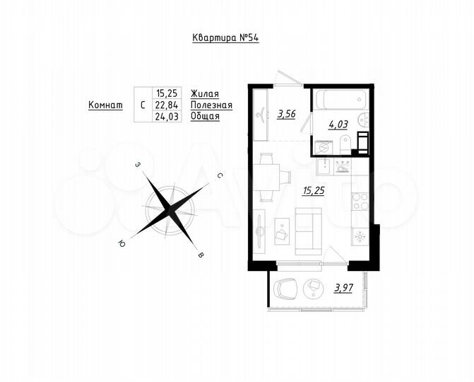 Квартира-студия, 24 м², 2/5 эт.