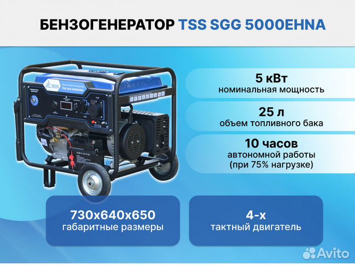 Бензогенератор TSS SGG 5000ehna