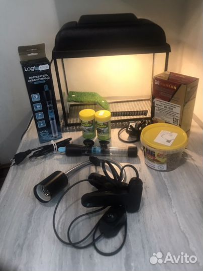 Аквариум для черепахи 10л с наполнением