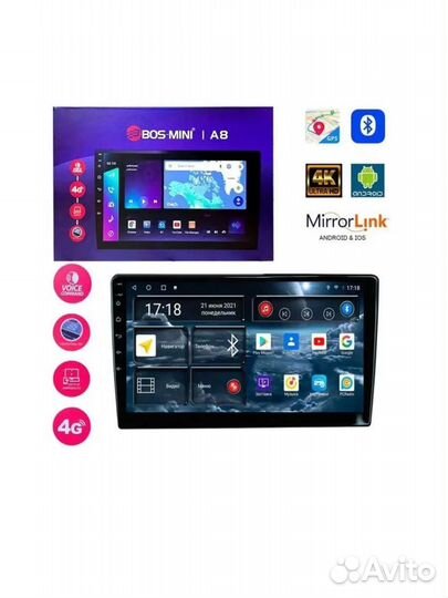 Магнитола 9 дюйм bos mini а8 3/32 4G carplay+sim