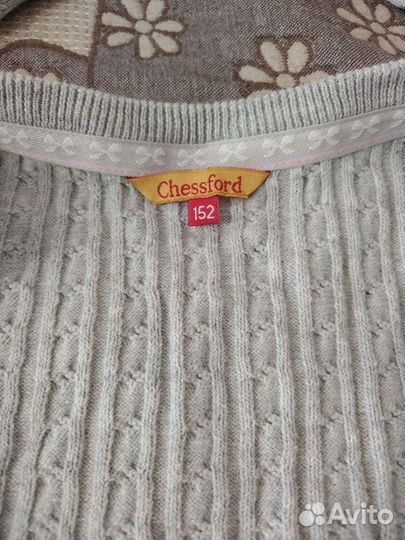 Кофта Школьная серая 152, бант на голову школьный