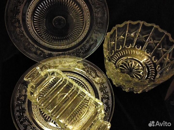 2 тарелки +салатник +селедочница хрусталь СССР