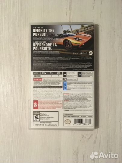 Nintendo Switch Need for Speed картридж