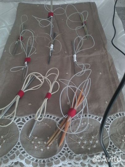 Спицы для вязания круговые на леске, прямые-разные