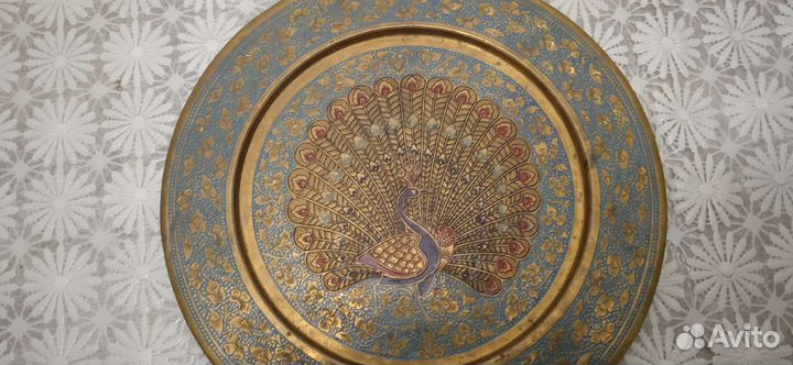Настенная тарелка Павлин.Винтаж.Индия