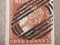 Почтовая марка Маврикий one penny 1859г