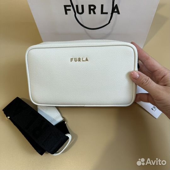 Сумка белая натуральная кожа Furla