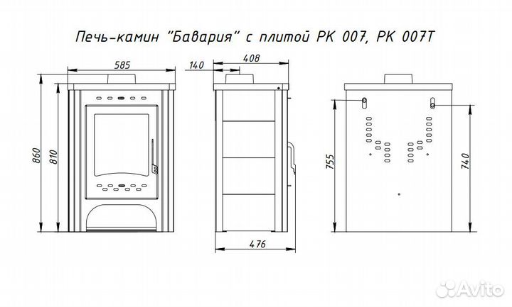 Печь-камин бавария с теплообменником