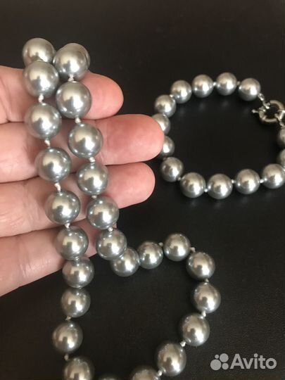 Жемчуг Майорка комплект бусы и браслет