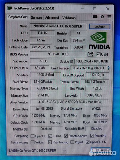 Видеокарта GTX 1660 super 6gb Asus
