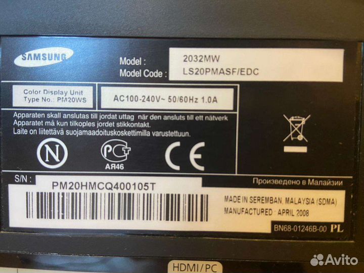 Монитор samsung SancMaster 2032mw