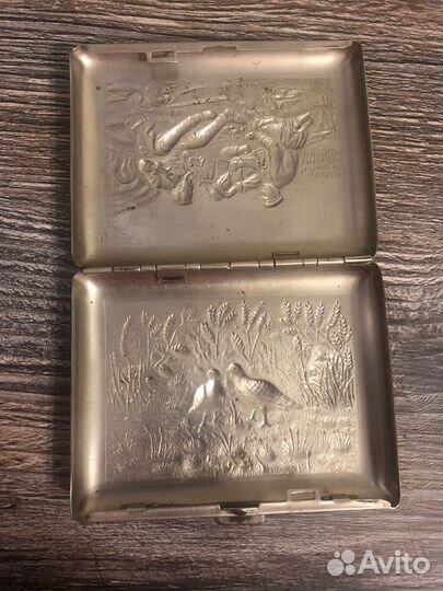 Портсигар СССР Охотники на привале