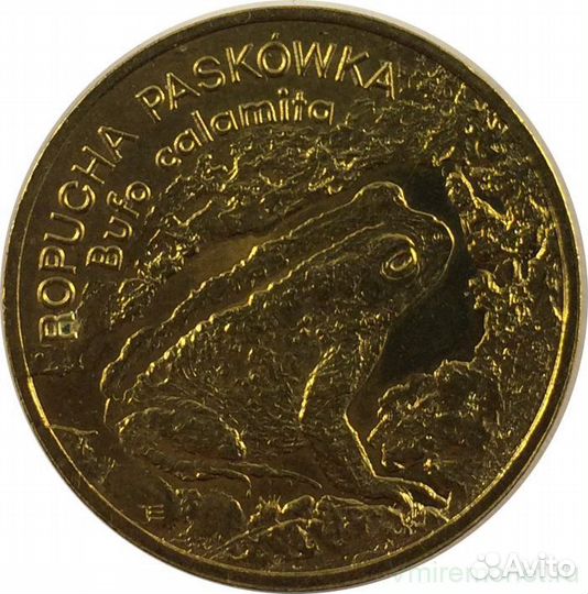 Польша, 2 злотых 1998 г. Камышовая жаба (лягушка)
