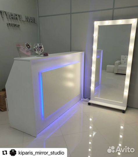 Гримерное зеркало с лампочками