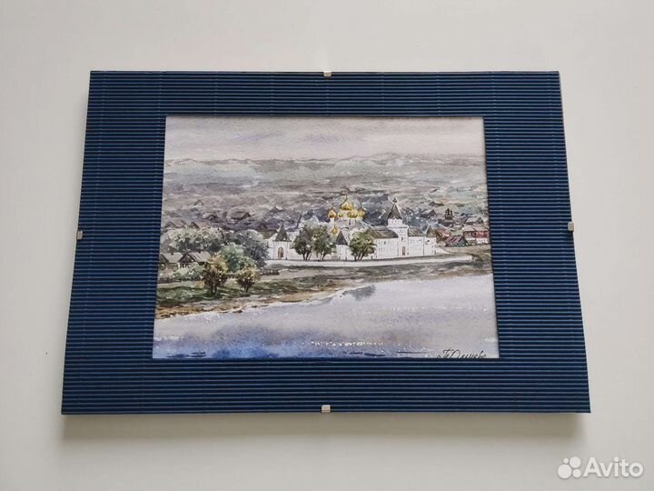 Картина Акварель пейзаж монастырь в Костроме