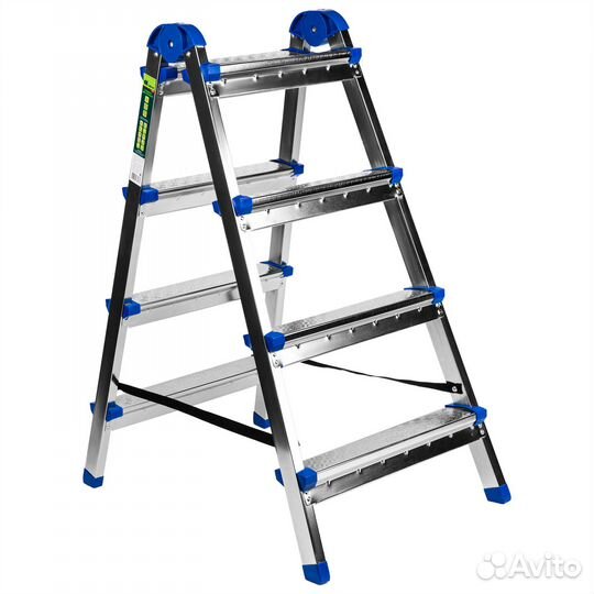 Стремянка двухсторонняя 4 ступени, сталь профиль