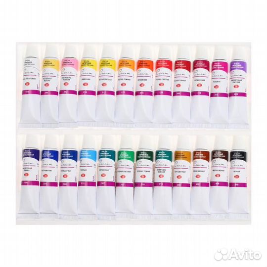 Краска акриловая в тубе, набор 24 цвета х 10 мл, з