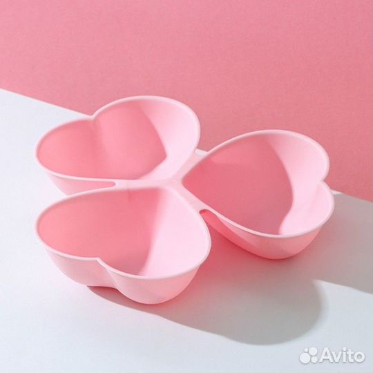 Менажница сердечки 3 отделения 23*21,5*4см цвета М