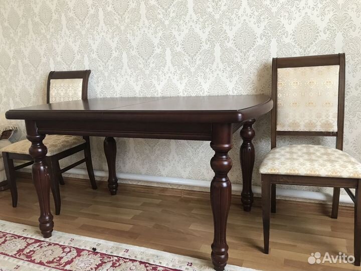 Стол обеденный и стулья (6 шт) бу