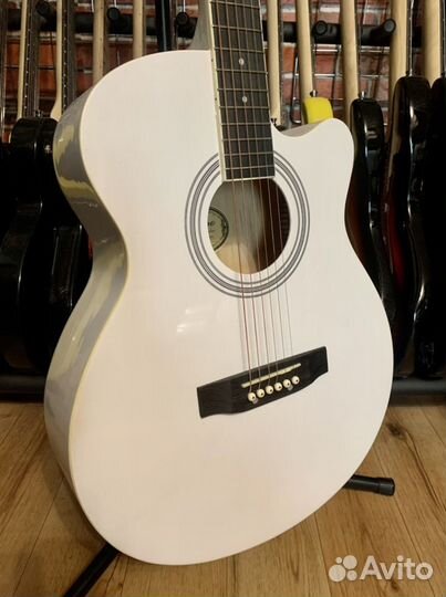 Акустическая Белая Гитара + Чехол