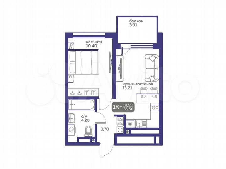 1-к. квартира, 35,5 м², 7/20 эт.