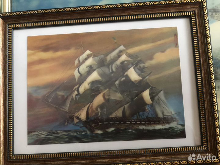 Корабль-обьемная картина в рамке