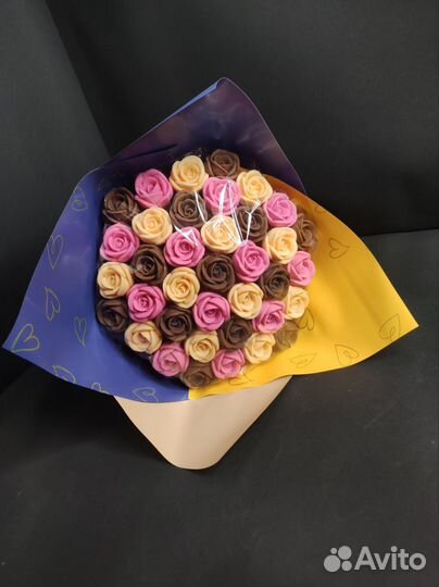 Розы из Настоящего Шоколада - 37 шт в Букете