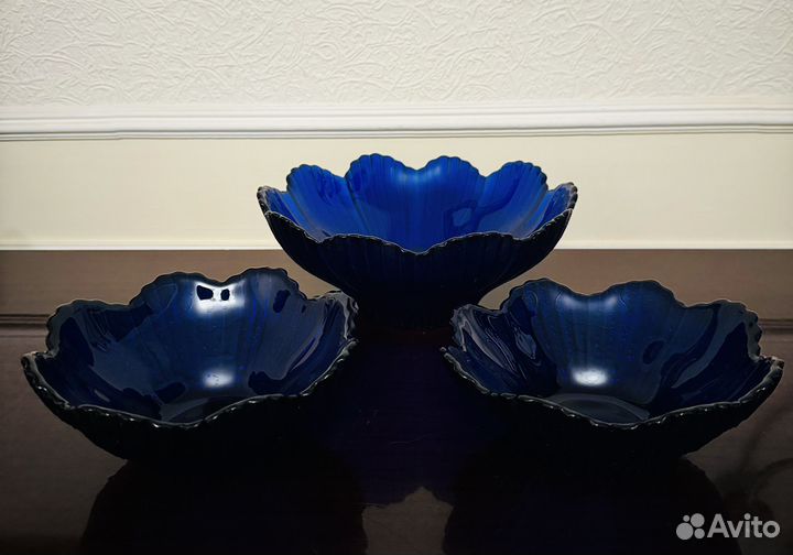 Ваза салатник цветное стекло