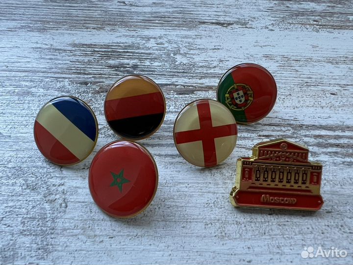 Значки флаги стран, 6 шт