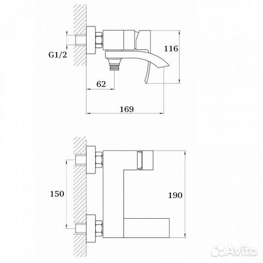 Cмеситель для ванны ganzer GZ44031F (GZ25031F) whi