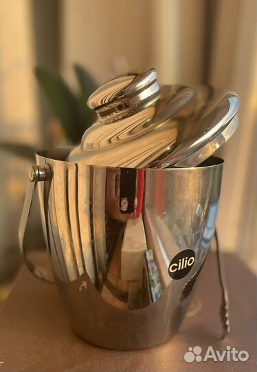 Ведерко для льда с щипцами Cilio