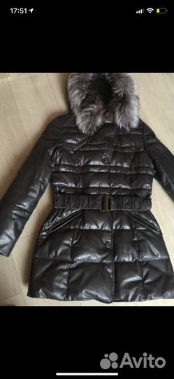 Пуховик из эко кожи