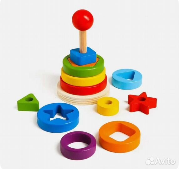 Деревянная пирамидка логическая