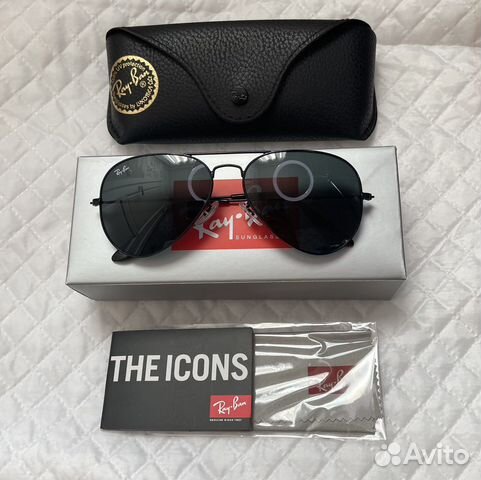 Солнцезащитные очки Ray Ban aviator чёрные стекло