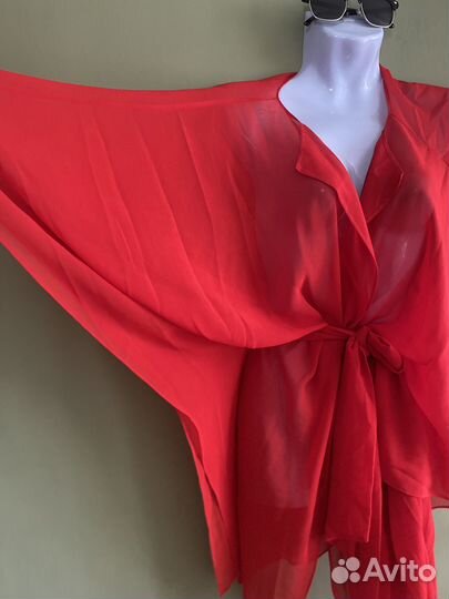 Накидка пляжная туника женская красная