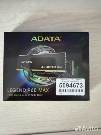 Ps5 SSD M.2 Накопитель Adata Legend 960 Max 1 tb