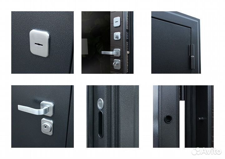 Черная входная дверь с терморазрывом и зеркалом