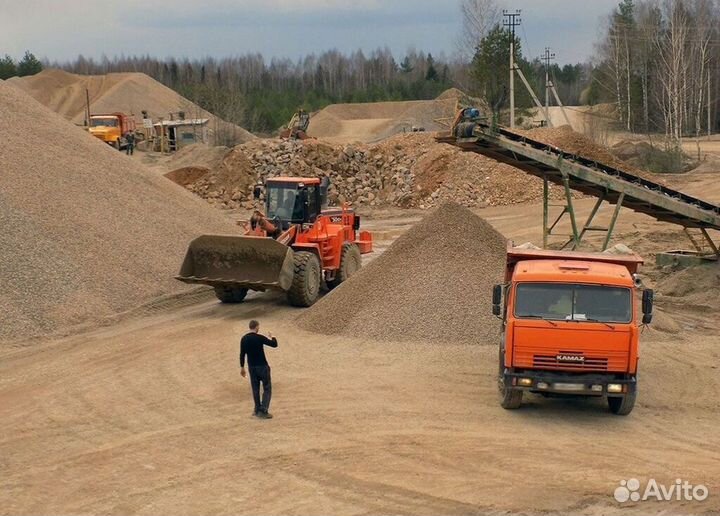 Песок, щебень, пгс, отсев, чернозем, глина