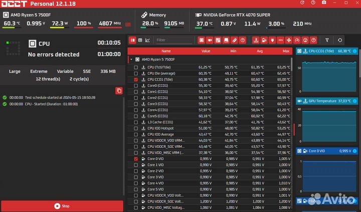 Игровой пк r5 7500f, RTX 4070 super, 32gb озу