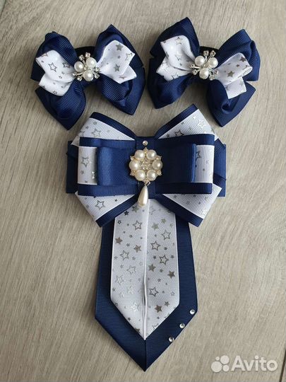 Набор: Резинки для волос и брош-галстук школьные