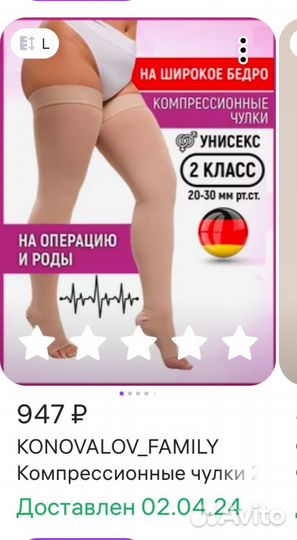 Компрессионные чулки 2 класс