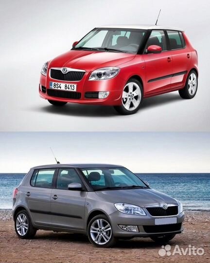 Стекла фар Skoda Fabia 2 2007-2010 комплект