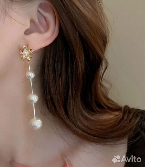 Серьги жемчуг бижутерия