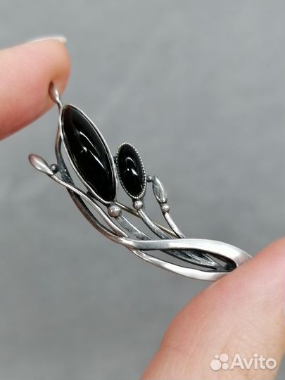 Серебряная брошь СССР 925 пр с Агатом