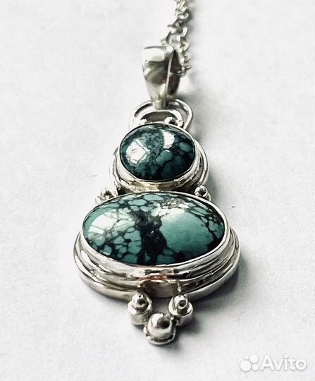 Кулон - подвеска бирюза серебро винтаж