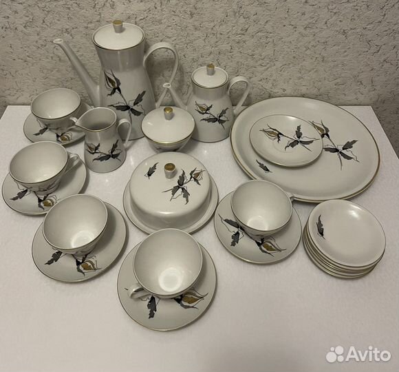 Сервиз гдр Freiberger porzellan Черная роза