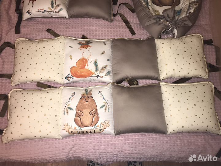 Бортики в кроватку,гнездо,одеяло,простынь,балдахин