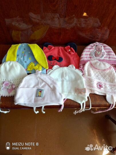 Детские шапочки до года для девочки