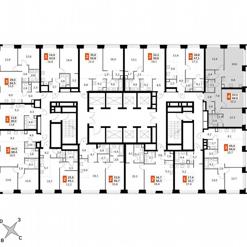 3-к. квартира, 84,6 м², 20/60 эт.