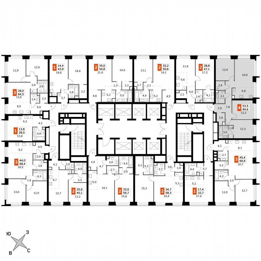 3-к. квартира, 84,6 м², 20/60 эт.